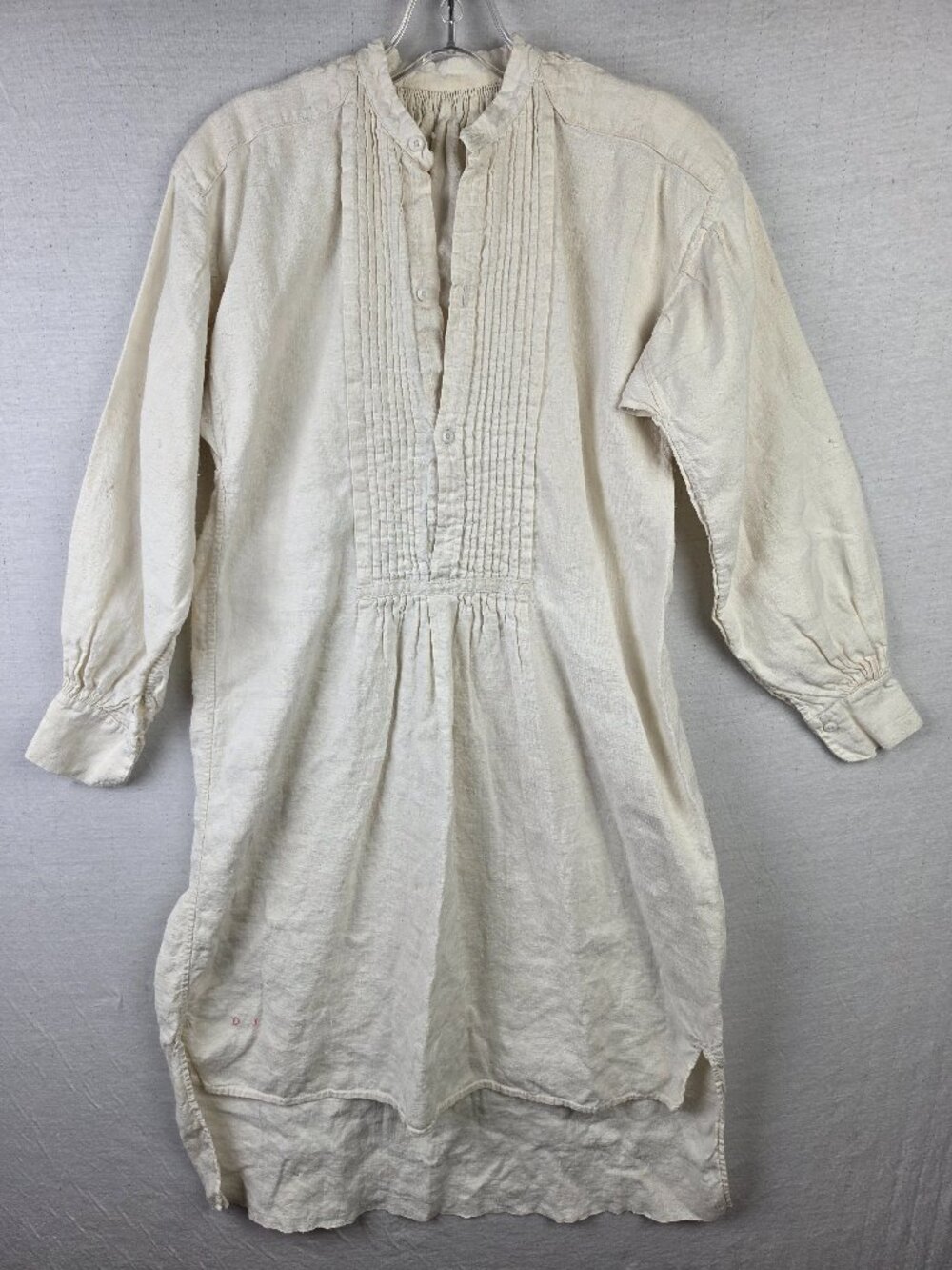 Antique French Hemp Linen Worker Shirt Tunic Smock Chemise 19th Century Peasant